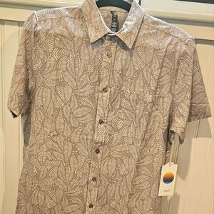 Vuori Men's Tan Leaf Print Shirt